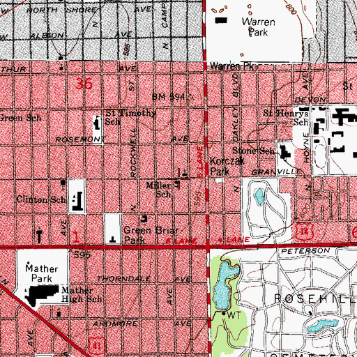 Topographic Map of Miller School, IL