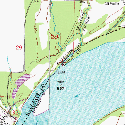 Topographic Map of Millrace Slough, IL