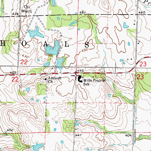 Topographic Map of Mills Prairie School, IL