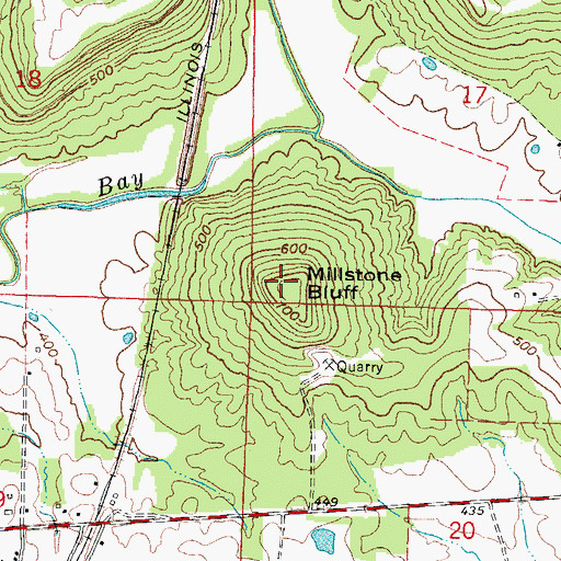 Topographic Map of Millstone Bluff, IL