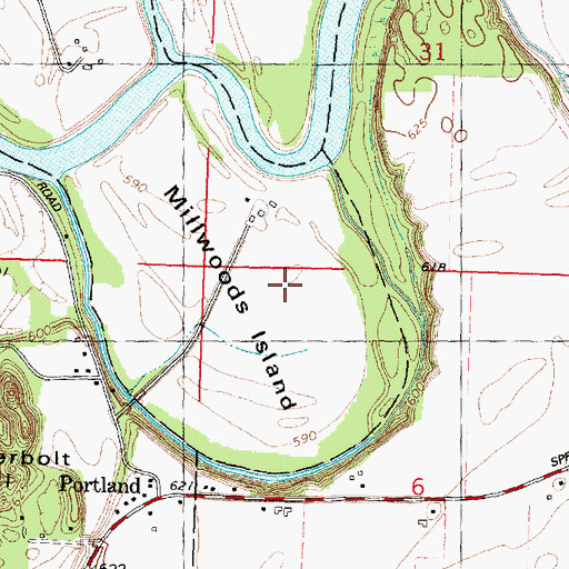 Topographic Map of Millwoods Island, IL