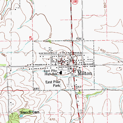 Topographic Map of Milton, IL