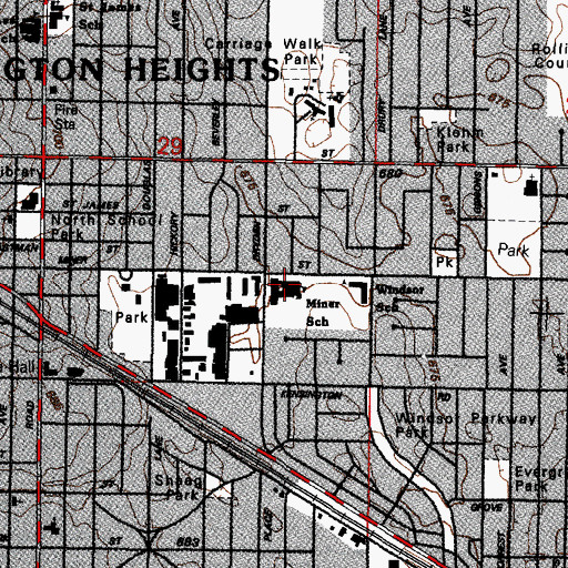 Topographic Map of Miner School, IL
