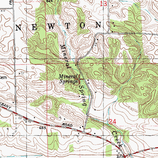 Topographic Map of Mineral Springs, IL