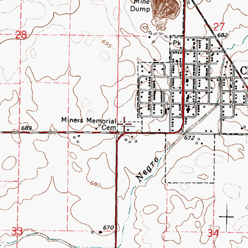 Topographic Map of Cherry Miner's Cemetery, IL