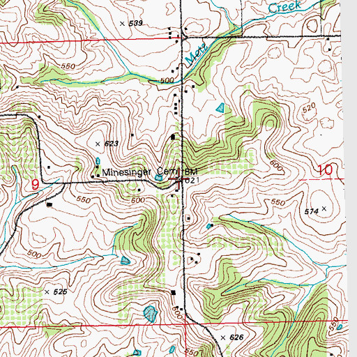 Topographic Map of Minesinger Cemetery, IL