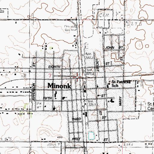 Topographic Map of Minonk, IL