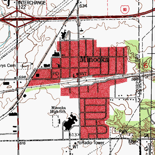 Topographic Map of Minooka, IL