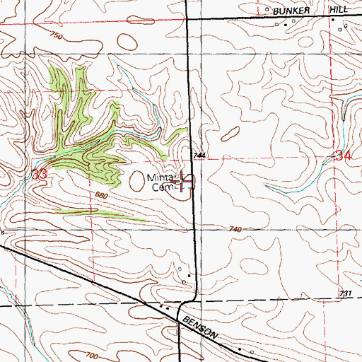Topographic Map of Minta Cemetery, IL