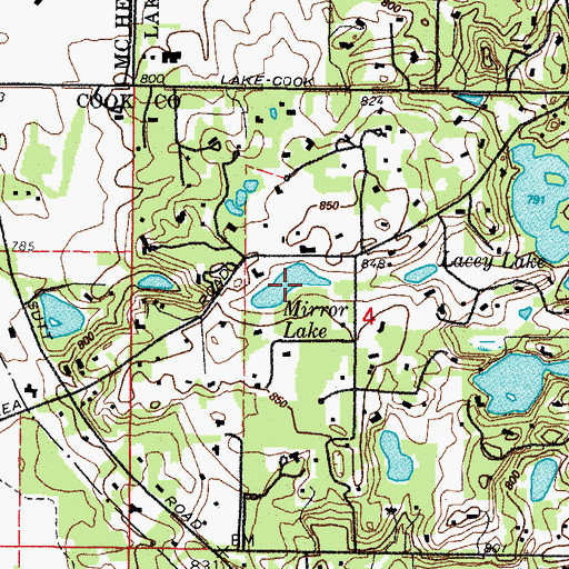 Topographic Map of Mirror Lake, IL
