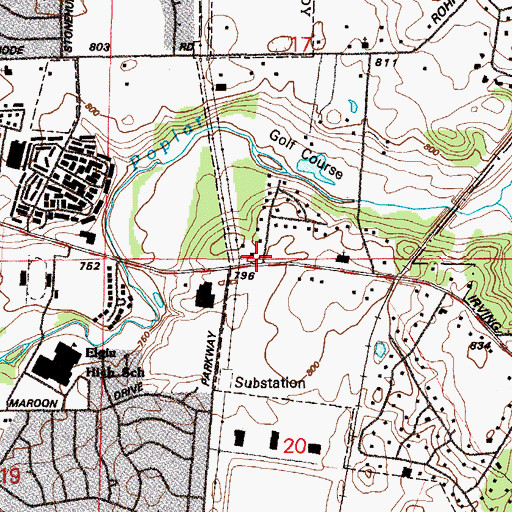 Topographic Map of Mission Chapel, IL