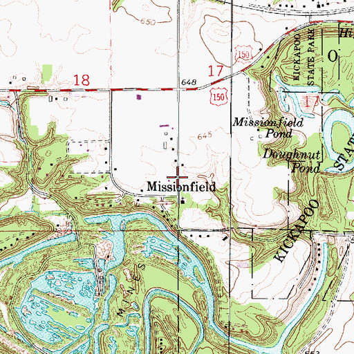 Topographic Map of Missionfield, IL