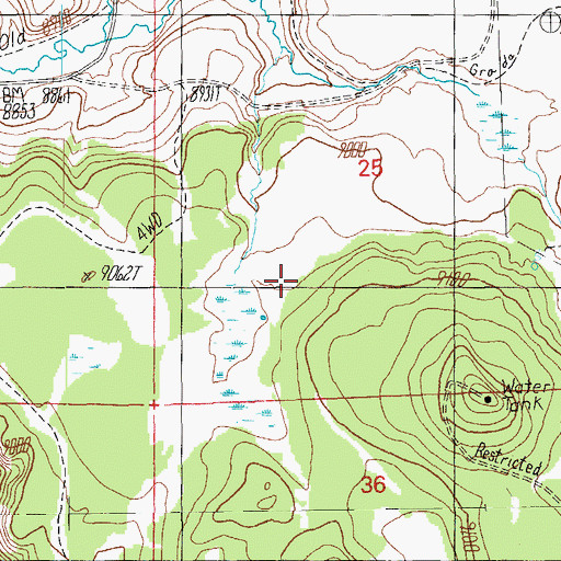Topographic Map of Section 25 Tank, AZ