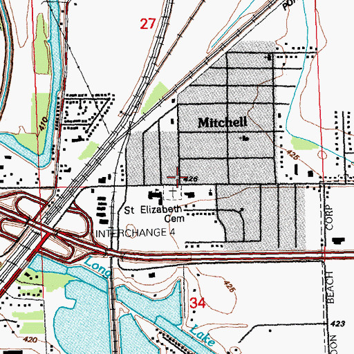 Topographic Map of Mitchell, IL