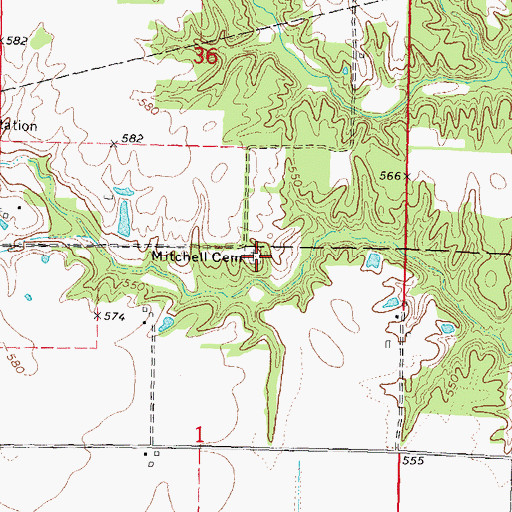 Topographic Map of Mitchell Cemetery, IL