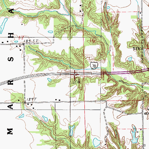 Topographic Map of Mitchell Cemetery, IL