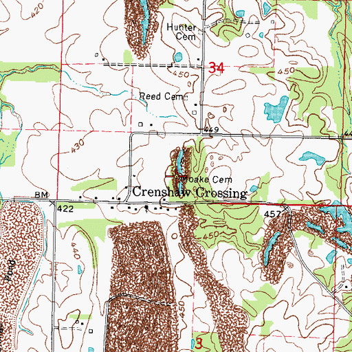 Topographic Map of Moake Cemetery, IL