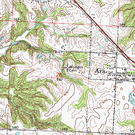 Topographic Map of Modglin Cemetery, IL