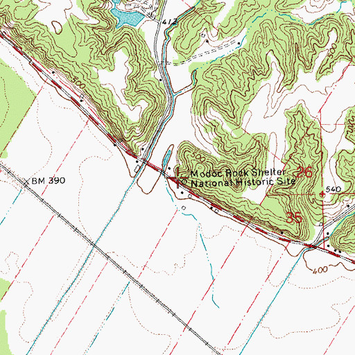 Topographic Map of Modoc Rock Shelter National Historic Site, IL