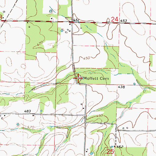 Topographic Map of Moffett Cemetery, IL