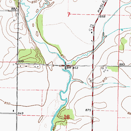 Topographic Map of Mokeler Creek, IL