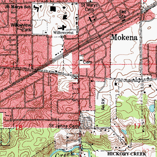 Topographic Map of Mokena, IL