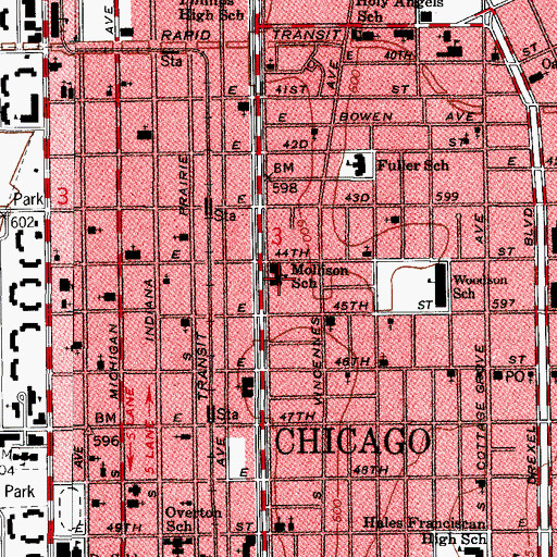 Topographic Map of Mollison Elementary School, IL