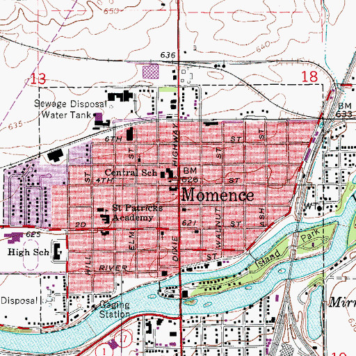 Topographic Map of Momence, IL