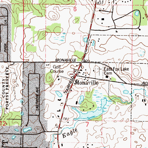 Topographic Map of Monaville, IL