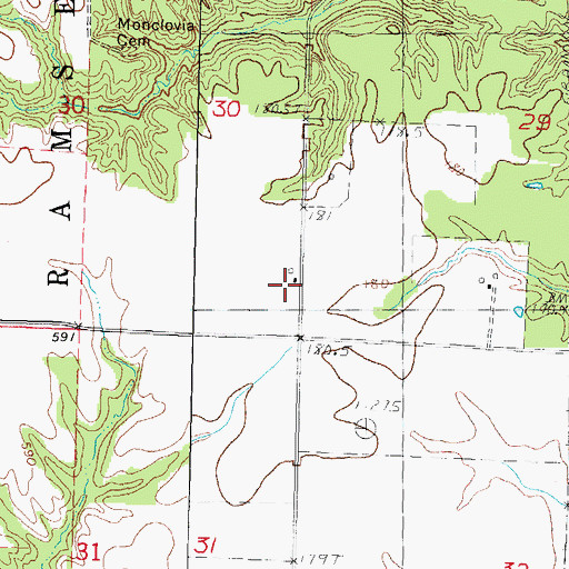 Topographic Map of Monclovia School (historical), IL