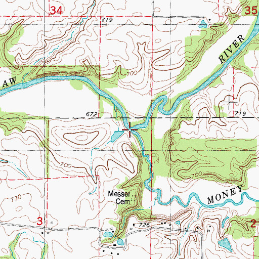 Topographic Map of Money Creek, IL