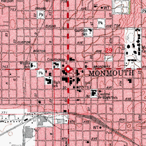 Topographic Map of Monmouth, IL