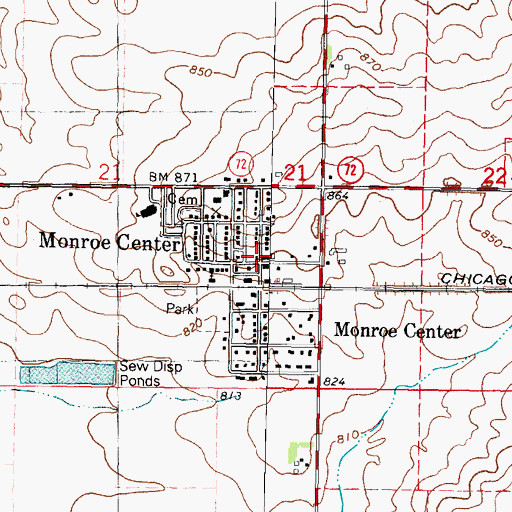 Topographic Map of Monroe Center, IL