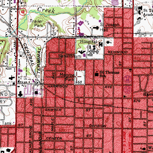 Topographic Map of Monroe Park, IL
