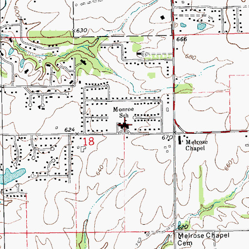 Topographic Map of Monroe Elementary School, IL