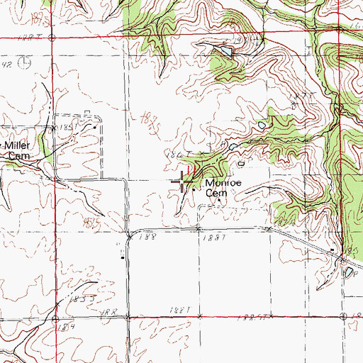 Topographic Map of Monroe School (historical), IL