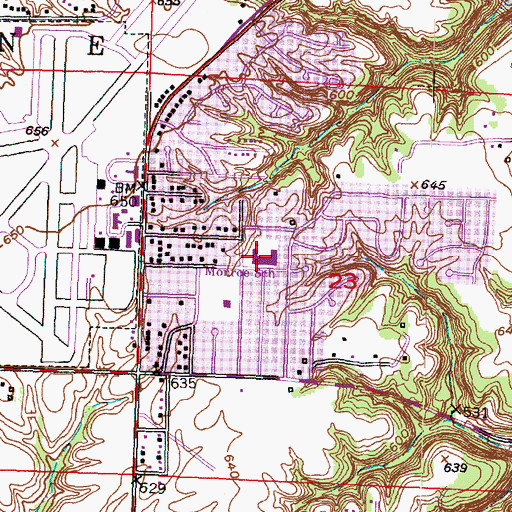 Topographic Map of Monroe Elementary School, IL