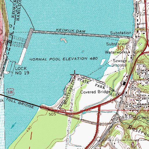 Topographic Map of Montebello State Park, IL