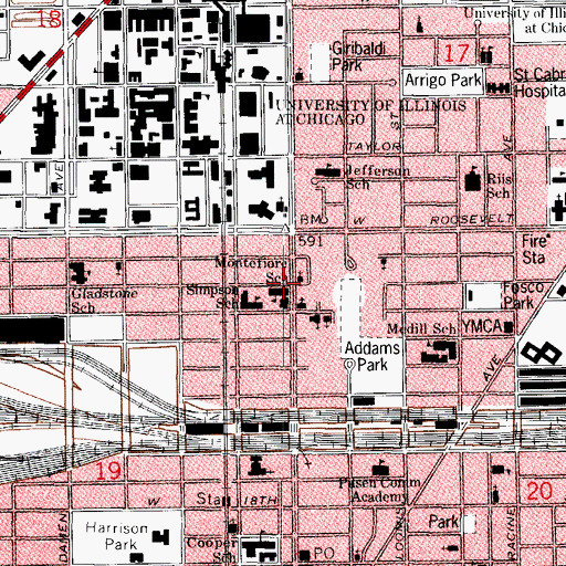 Topographic Map of Montefiore Boys School, IL