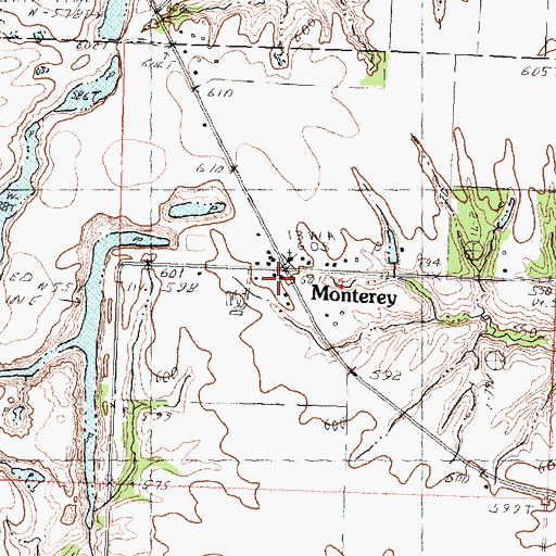 Topographic Map of Monterey, IL