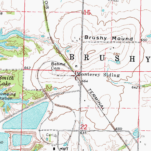 Topographic Map of Monterey Siding, IL