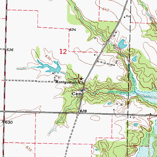 Topographic Map of Montgomery Church, IL