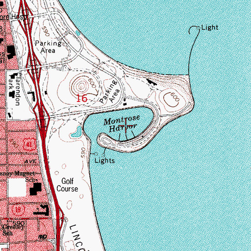 Topographic Map of Montrose Harbor, IL