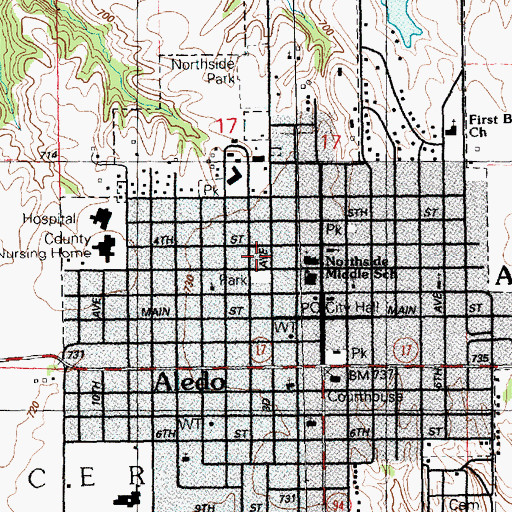 Topographic Map of Monument Park, IL