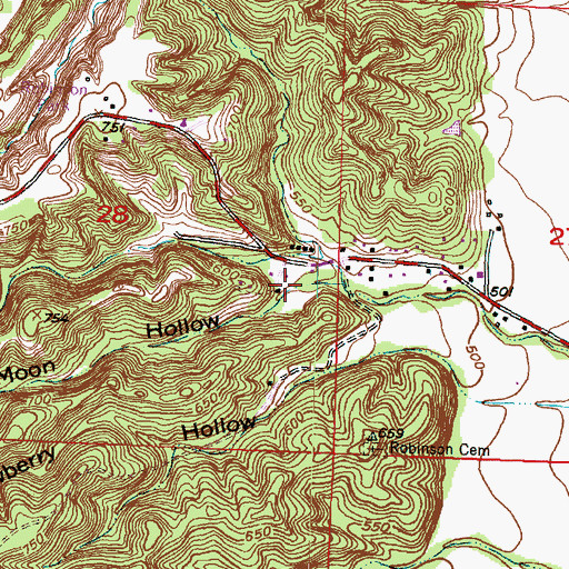 Topographic Map of Moon Hollow, IL
