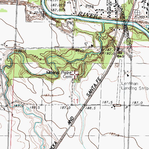 Topographic Map of Moon's Point Cemetery, IL