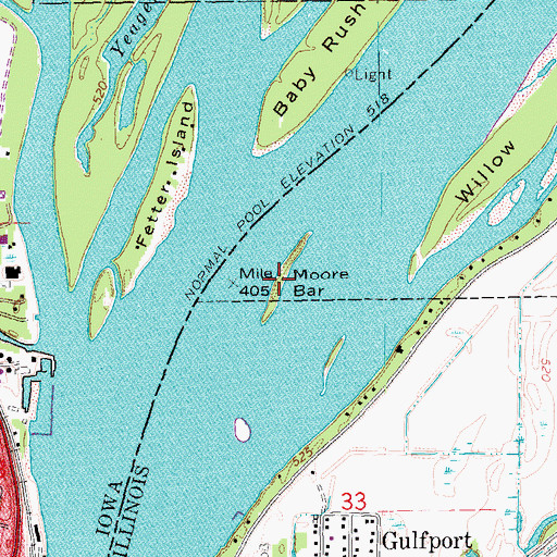 Topographic Map of Moore Bar, IL