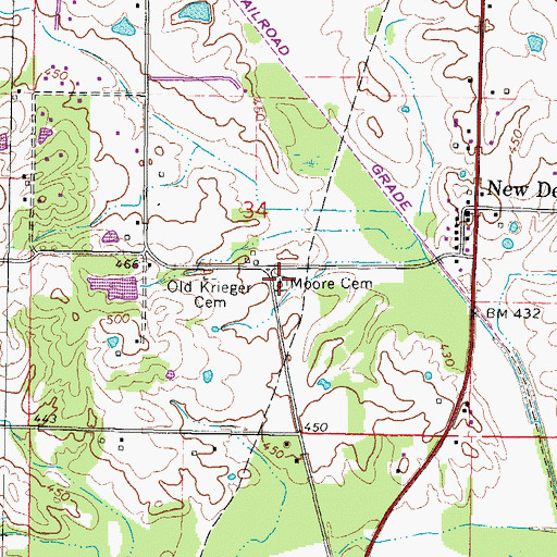 Topographic Map of Moore Cemetery, IL