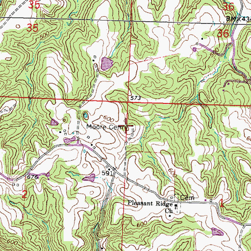 Topographic Map of Moore Cemetery, IL