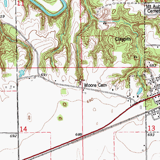 Topographic Map of Moore Cemetery, IL